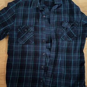 Plaid blue button up shirt